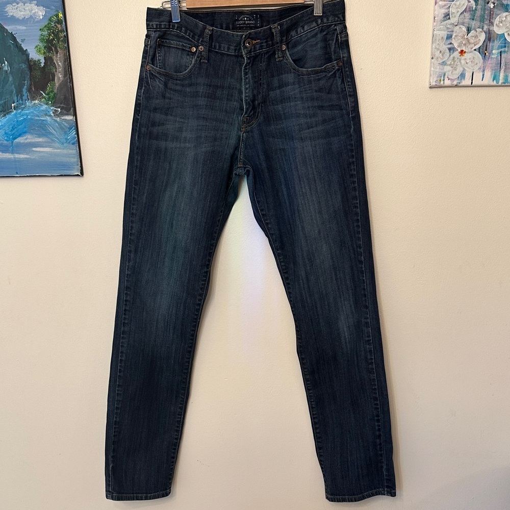 LUCKY BRAND 221 Mens Original Straight Blue Denim Halite Wash Jeans sz 36 x 32
